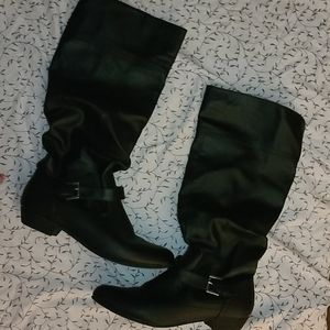 Black Faux Leather Moto Boots 👢